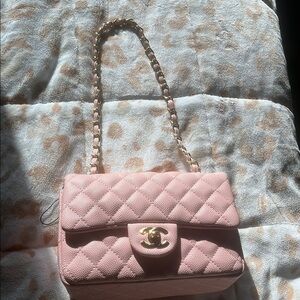 Pink Quilted Chain Shoulder Bag
